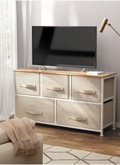 Sharpdo Drawers of Cabinet, Dresser for Bedroom with 5 Drawers, Wide Dresser Storage Tower Organizer Unit with Wood Top and Easy Pull Handle for Closets, Living Room, Nursery Room, Hallway  - Image 3
