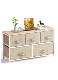 Sharpdo Drawers of Cabinet, Dresser for Bedroom with 5 Drawers, Wide Dresser Storage Tower Organizer Unit with Wood Top and Easy Pull Handle for Closets, Living Room, Nursery Room, Hallway  - Image 1
