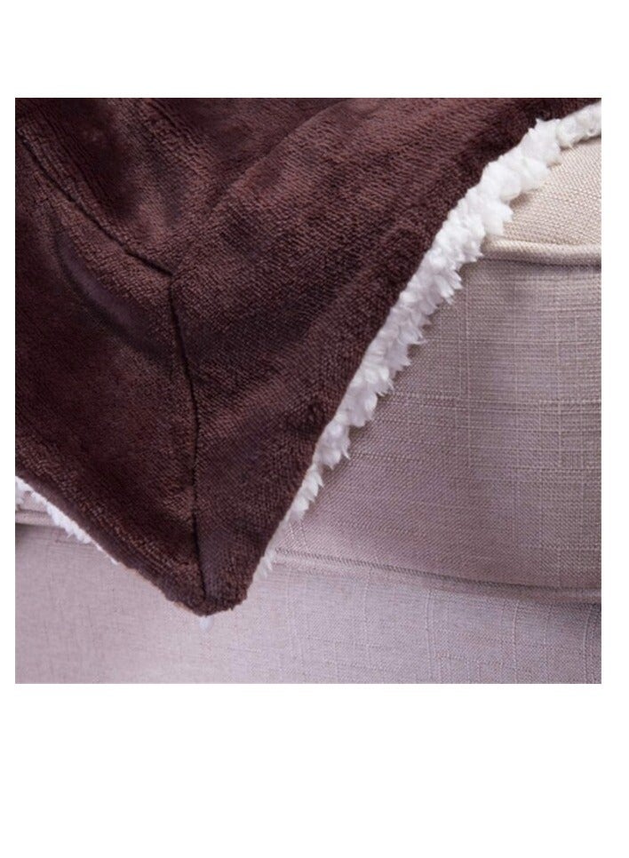 PROMASS Reversible Soft Sherpa Bed Blanket Throw Blanket King Size Dark Brown 220x240 cm - Image 2
