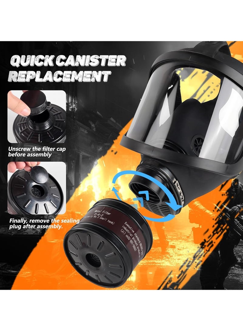Gas Masks Chemical Full Face Respirator Mask with Filters 40mm Activated Carbon Charcoal Filter Canister for Dust Painting Chemical Mechanical Polishing Welding - Image 5