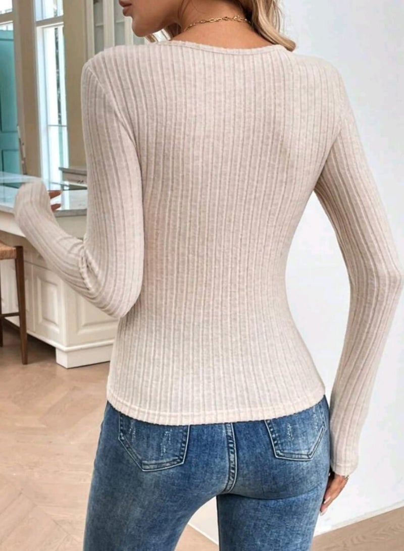 Shein SHEIN LUNE Women's Square Neck Ruched Bust Padded Bra Textured Thermal Comfortable Tee - Image 4