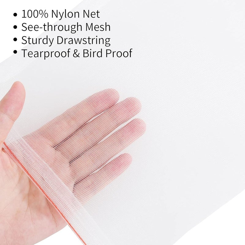 Kikhope كيخوب 50 قطعة من أكياس حماية الفواكه، أكياس شبكية مقاس 12" × 8"، أكياس شبكية للحديقة مزودة بحبل للسحب، أكياس لأشجار الفاكهة، أكياس حاجزة لحماية الفواكه والخضروات. - Image 3