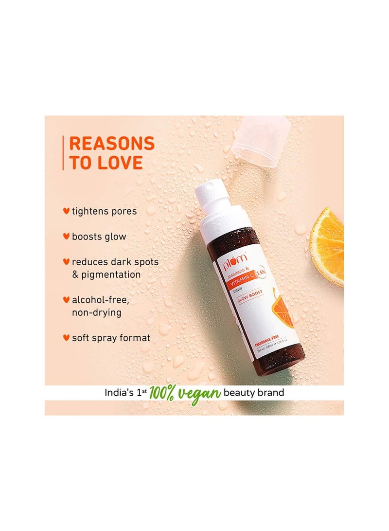 Plum Vitamin C Toner with Mandarin & Kakadu | Alcohol-free Toner | For Glowing Skin | Fragrance-Free | For All Skin Types | Women & Men | 100% Vegan | 100 ml  - Image 2