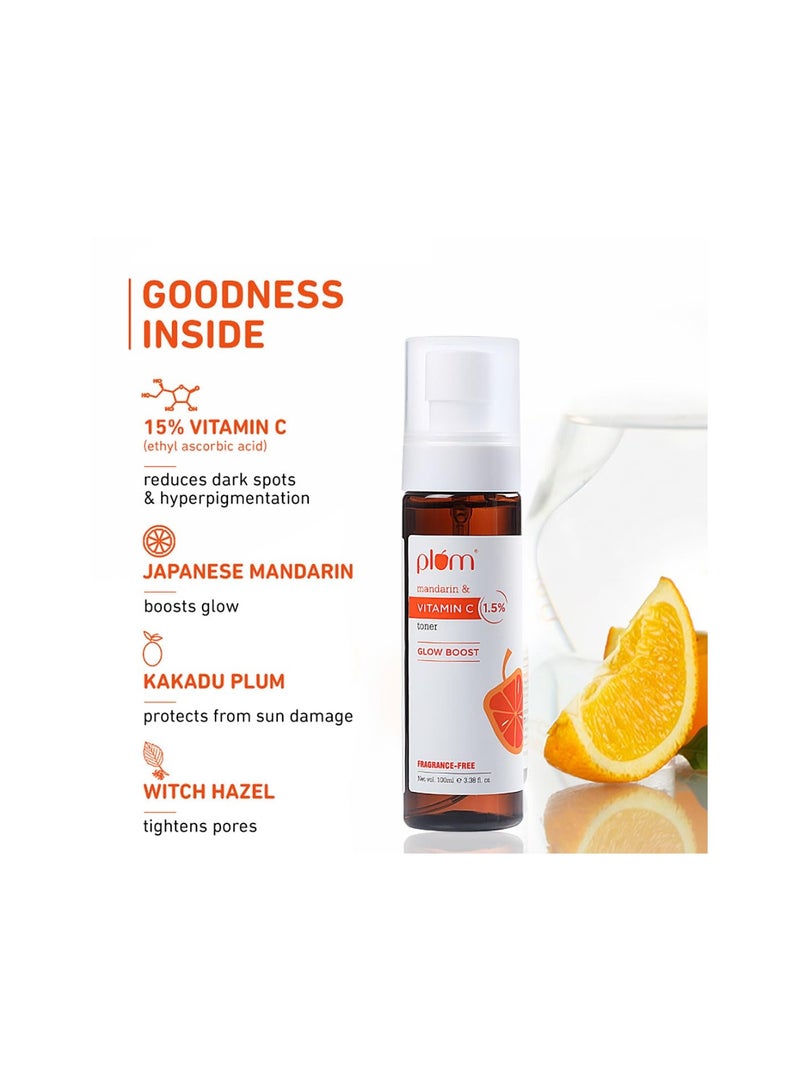 Plum Vitamin C Toner with Mandarin & Kakadu | Alcohol-free Toner | For Glowing Skin | Fragrance-Free | For All Skin Types | Women & Men | 100% Vegan | 100 ml  - Image 4