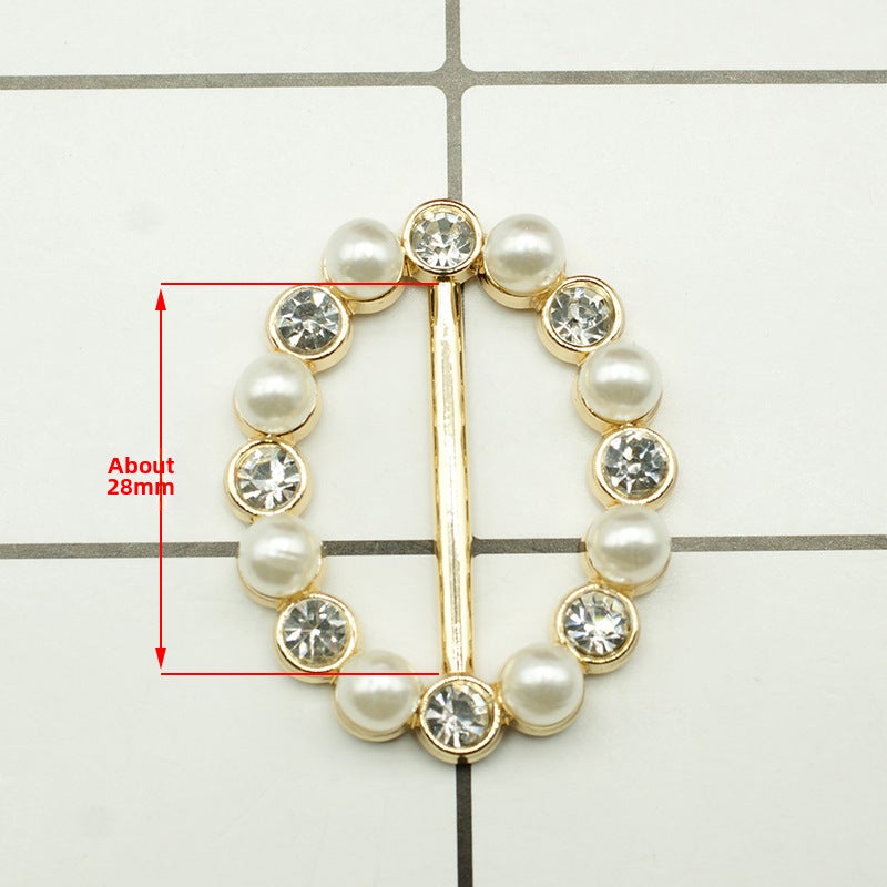Korean Multifunctional Scarf Buckle with Pearls and Rhinestones Y011 Pearl Diamond (Gold) 