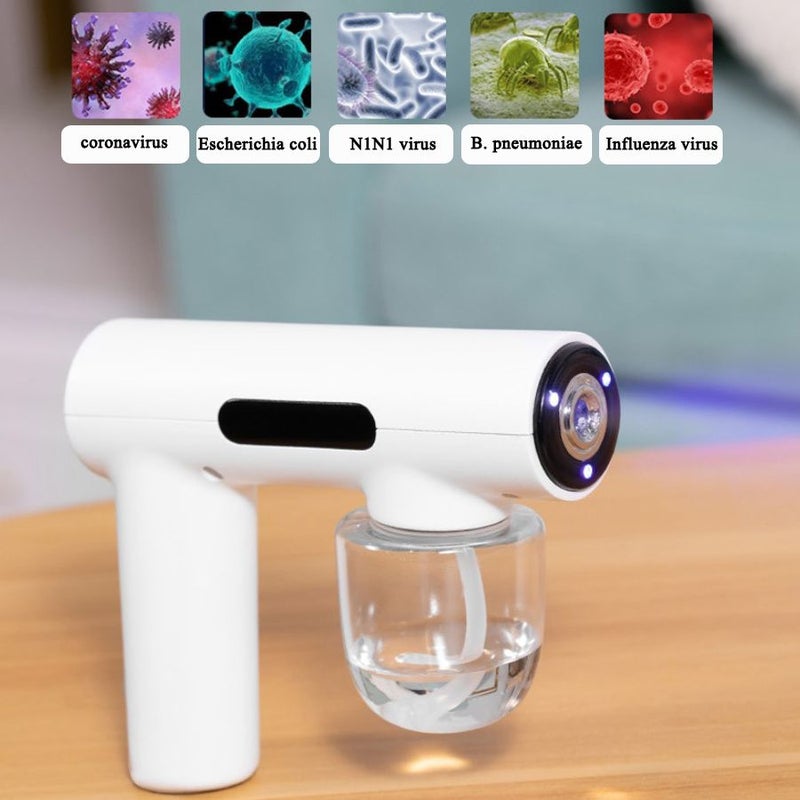 White Nano Blue Light Disinfectant Sprayer 1200mAh Portable Sterilizer - Image 3