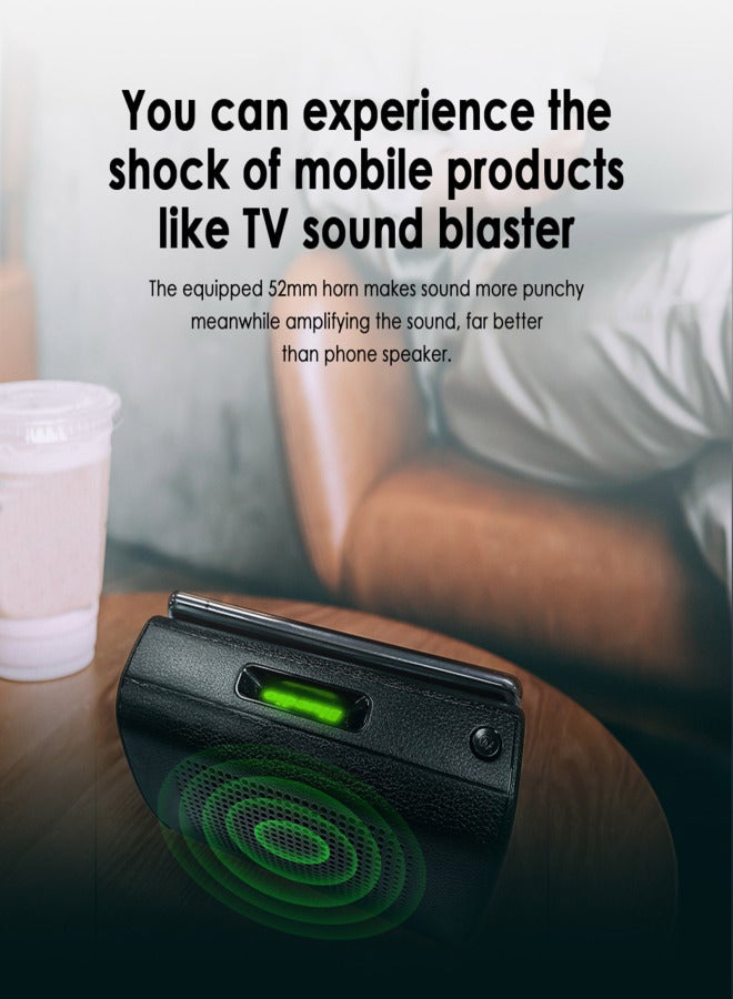 بلوديو مكبر صوت بلوديو إم إس المحمول، مكبر صوت لاسلكي يعمل بتقنية الحث مع حامل هاتف مزود بمستشعر، مكبر صوت صغير. - Image 5