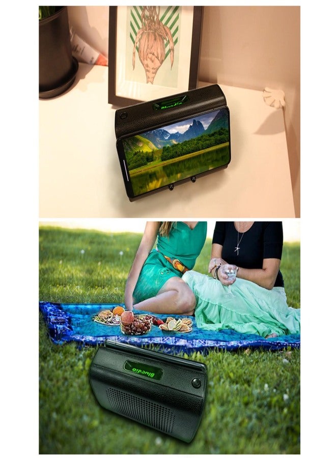 بلوديو مكبر صوت بلوديو إم إس المحمول، مكبر صوت لاسلكي يعمل بتقنية الحث مع حامل هاتف مزود بمستشعر، مكبر صوت صغير. - Image 2