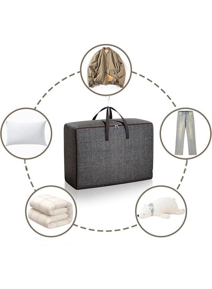 DUNISO 2 Pack Storage Bags, Moving Bags with Strong Zippers & Carrying Handles, Large Heavy Duty Oxford Fabric Organizer Bags，Space Saving，Waterproof,for Bedding, Comforters, Quilts, Pillows & Clothes,60*40*25cm - Image 2