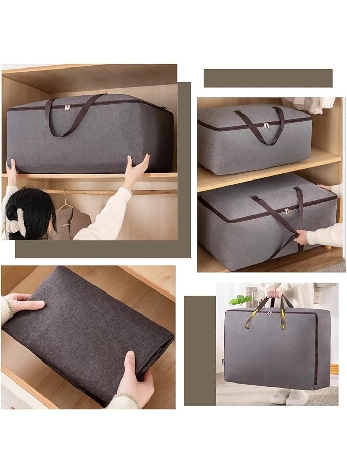 DUNISO 2 Pack Storage Bags, Moving Bags with Strong Zippers & Carrying Handles, Large Heavy Duty Oxford Fabric Organizer Bags，Space Saving，Waterproof,for Bedding, Comforters, Quilts, Pillows & Clothes,60*40*25cm - Image 3