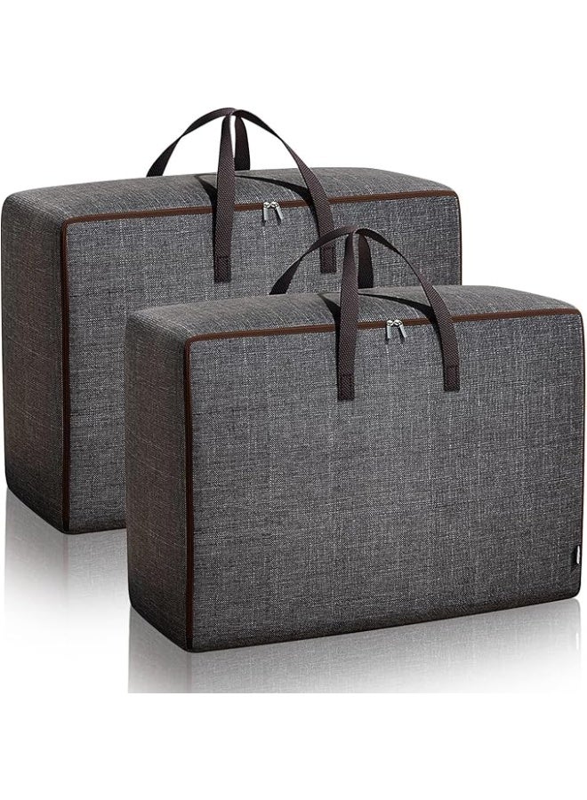 DUNISO 2 Pack Storage Bags, Moving Bags with Strong Zippers & Carrying Handles, Large Heavy Duty Oxford Fabric Organizer Bags，Space Saving，Waterproof,for Bedding, Comforters, Quilts, Pillows & Clothes,60*40*25cm - Image 1