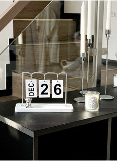 LINGWEI Elegant Perpetual Flip Desk Calendar – Stylish & Minimalist Office Decor with Gold Bear Accent | Perfect for Home, Office, & Gift Giving  - Image 1