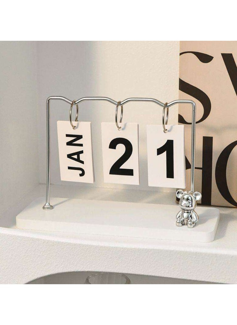 LINGWEI Elegant Perpetual Flip Desk Calendar – Stylish & Minimalist Office Decor with Gold Bear Accent | Perfect for Home, Office, & Gift Giving  - Image 2