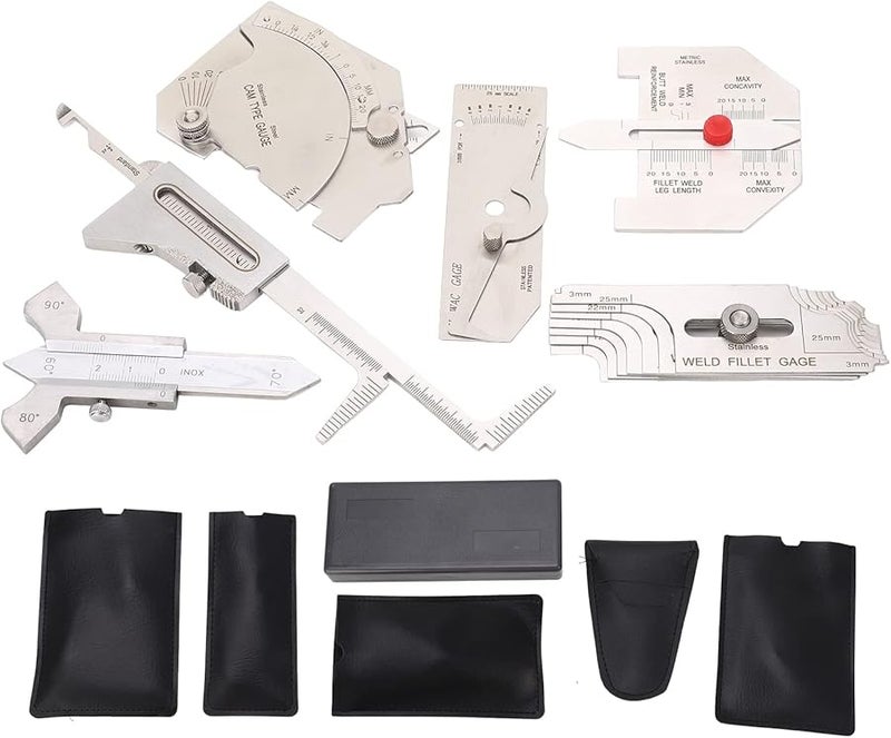 6Pcs Welding Inspection Gauge Set Fillet Weld Hi Lo Porosity Undercut Angle Tool - Image 1
