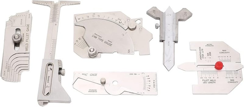 6Pcs Welding Inspection Gauge Set Fillet Weld Hi Lo Porosity Undercut Angle Tool - Image 3