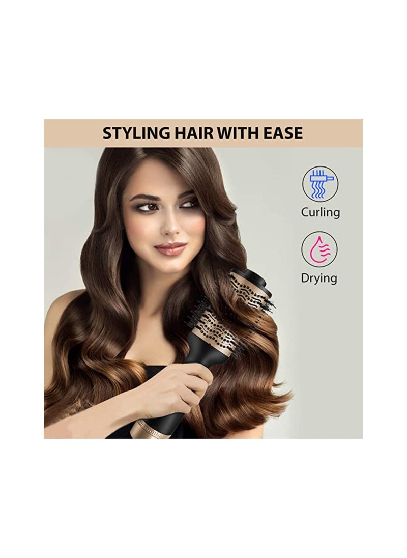 AGARO AGARO HV2179 1200 Watts Professional Volumizer Hair Dryer, 24K Gold Styling Surface, Activated Charcoal Bristles, Ceramic Tourmaline Coating Brush Head, One Step Styler, Hot Air Blow Brush for Women  - Image 3