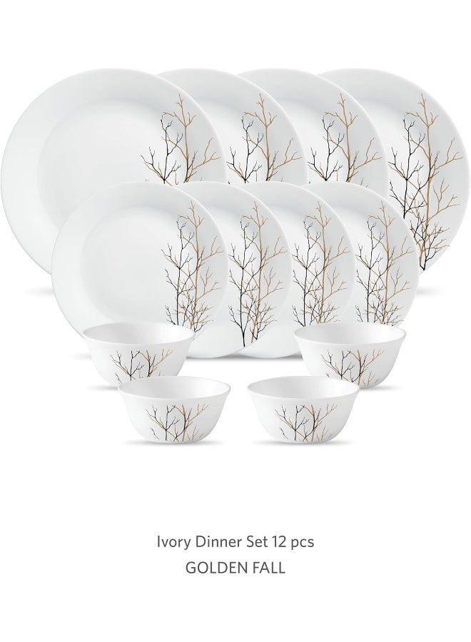 La Opala Diva Ivory Dinner Set 12 Pcs Golden Fall - Image 2