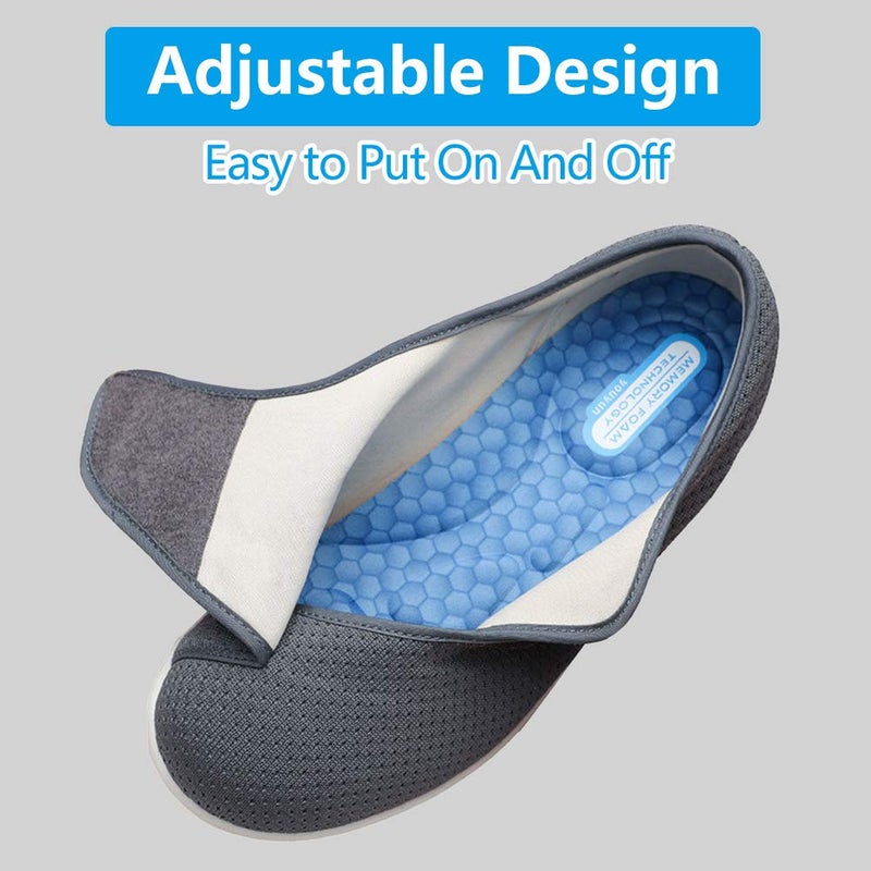 Orthoshoes أحذية نسائية أنيقة لمرضى السكري مع دعم للقوس، عرض واسع إضافي، أحذية مشي لتورم القدمين مع حزام قابل للتعديل وسهلة الارتداء/الإزالة مع 3 أزواج من النعال البديلة لدعم القدمين المتورمتين باللون navy - Image 2