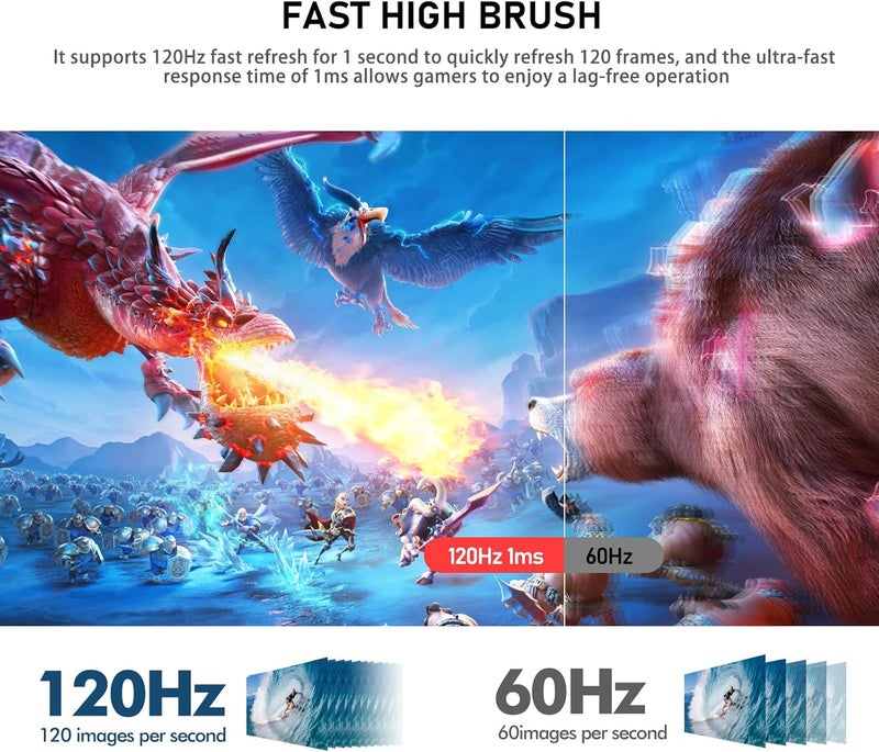 Gawfolk شاشة ألعاب 34 بوصة فائقة العرض 21:9 IPS WFHD 120Hz 2K (2560x1080) 120% sRGB 350cd/㎡ FreeSync HDR10 DP HDMI مناسبة للترفيه والمكتب والاستخدام المنزلي (أبيض) - Image 3