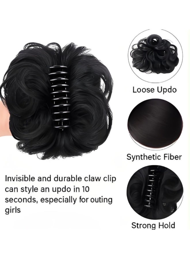 KHAJUL Black Bloom Bun Hair Clip, No-Damage Hair Claw for Women, Snag-Free Large Hair Clamp for Thick Hair, Messy Bun Maker Tool for Girls, Elegant Hair Accessories for Women - Image 3