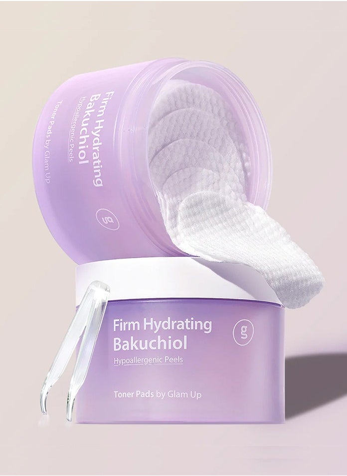 Glam Up - Glam Up Firm Hydrating Bakuchiol + Vegan Bamboo Toner Pads Soft Natural Retinol Alternative | Hypoallergenic Natural Cotton Gauze for Fine Lines and Dry Aging Skin 65 Pads - Image 1