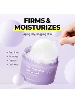 Glam Up Glam Up Firm Hydrating Bakuchiol + Vegan Bamboo Toner Pads Soft Natural Retinol Alternative | Hypoallergenic Natural Cotton Gauze for Fine Lines and Dry Aging Skin 65 Pads  - Image 2