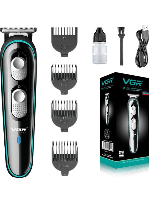 VGR V-055 Professional Hair Trimmer for Men | 4 Guide Combs, Corded & Cordless, Adjustable Blade | Beard & Hair Grooming | USB Charging with 120 Min Runtime - Black