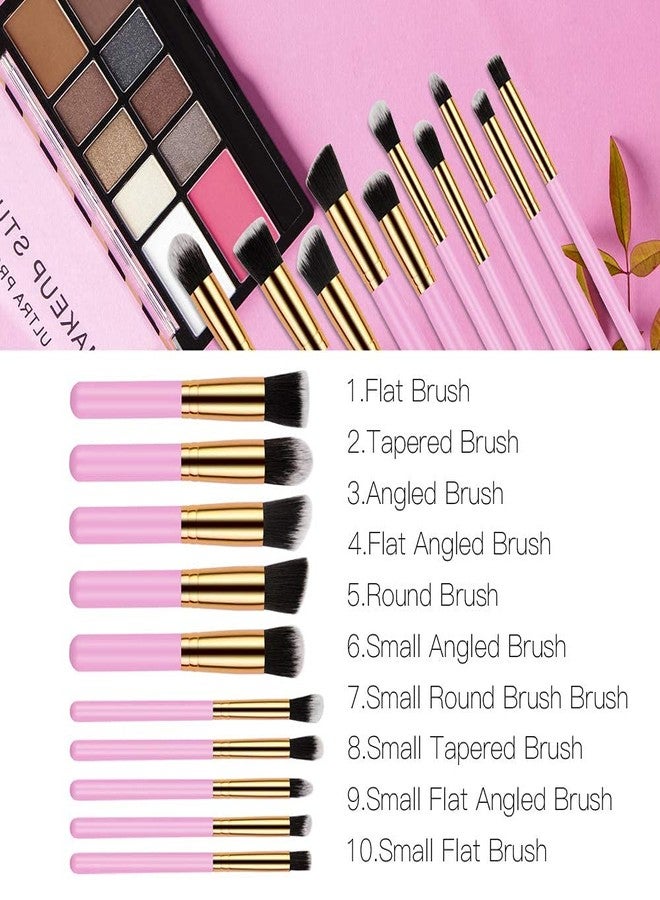 HUDA GIRL Makeup Brush Set, 10pcs Premium Synthetic Makeup Brushes, Soft and non-shedding, Foundation, Blending, Face Powder, Eyeshadow, Makeup Combo brush kit (Pink) - Image 4