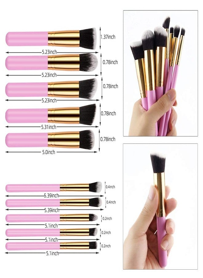 HUDA GIRL Makeup Brush Set, 10pcs Premium Synthetic Makeup Brushes, Soft and non-shedding, Foundation, Blending, Face Powder, Eyeshadow, Makeup Combo brush kit (Pink) - Image 2