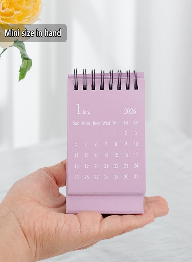 Penitue Mini Desk Calendar 2026-2027, January 2026 to July 2027 19-Month Standing Flip Small Desktop Calendar with Twin Wire Binding & Stickers for Home Office & School (Purple) - Image 4
