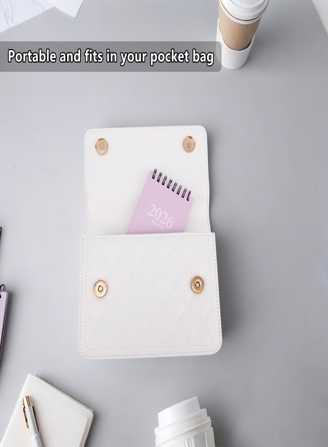 Penitue Mini Desk Calendar 2026-2027, January 2026 to July 2027 19-Month Standing Flip Small Desktop Calendar with Twin Wire Binding & Stickers for Home Office & School (Purple) - Image 3
