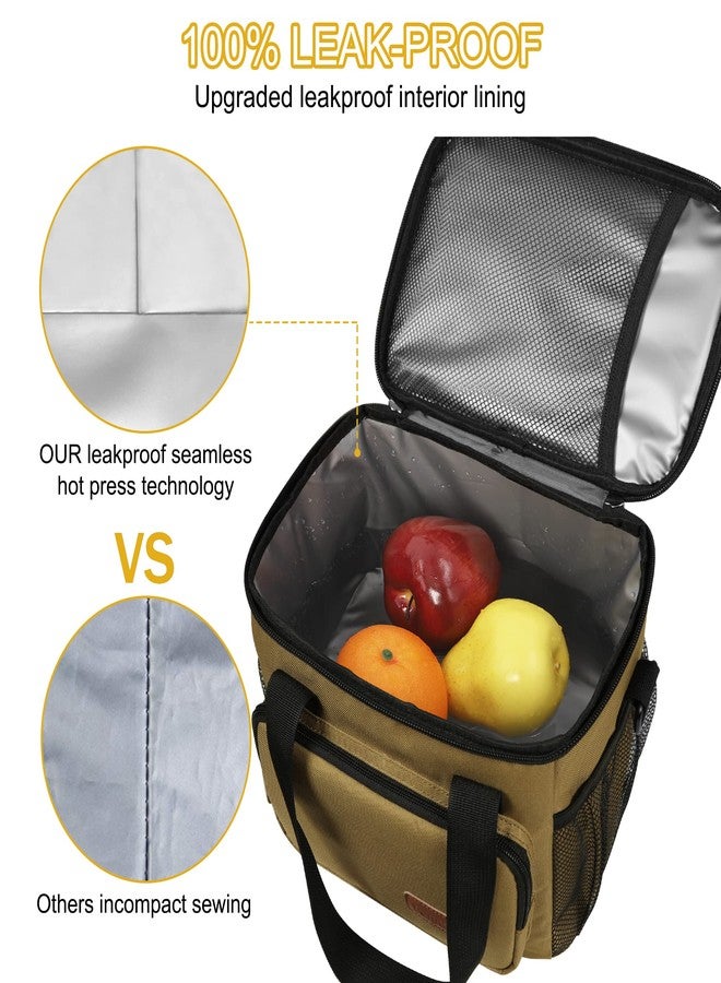 Femuar Lunch Bags for Women/Men, Insulated Lunch Bag for Work Office Picnic - Lunch Cooler Bag Leakproof Lunch Box with Adjustable Shoulder Strap - Khaki - Image 4