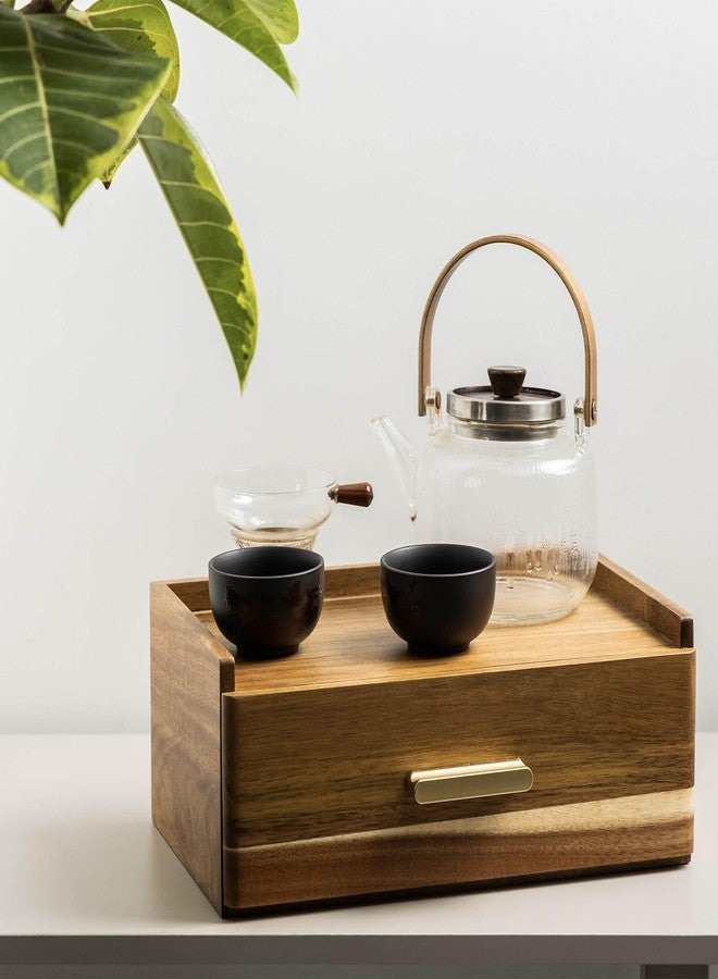 FLYIEE Acacia Wood Tea Bag Organizer, Tea Organizers and Storage Box, Tea Caddy for Tea Bags Storage Drawer, Teabag Holder Container Boxes for Countertop, Tea Station Chest Display Wooden, Organizador De Te - Image 3