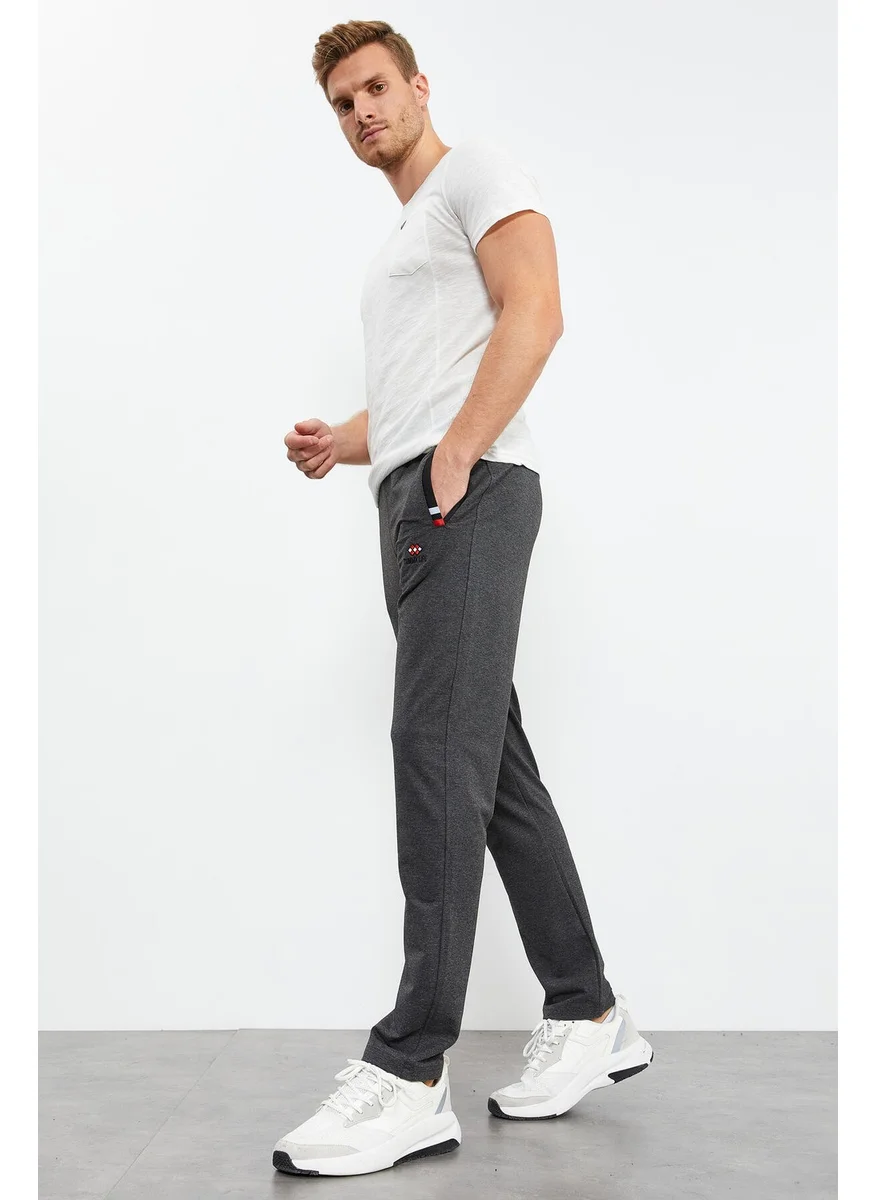 تومي لايف Anthracite Melange-Black Men's Zipper Pocket Slim Fit Classic Leg Tracksuit Bottom-84649