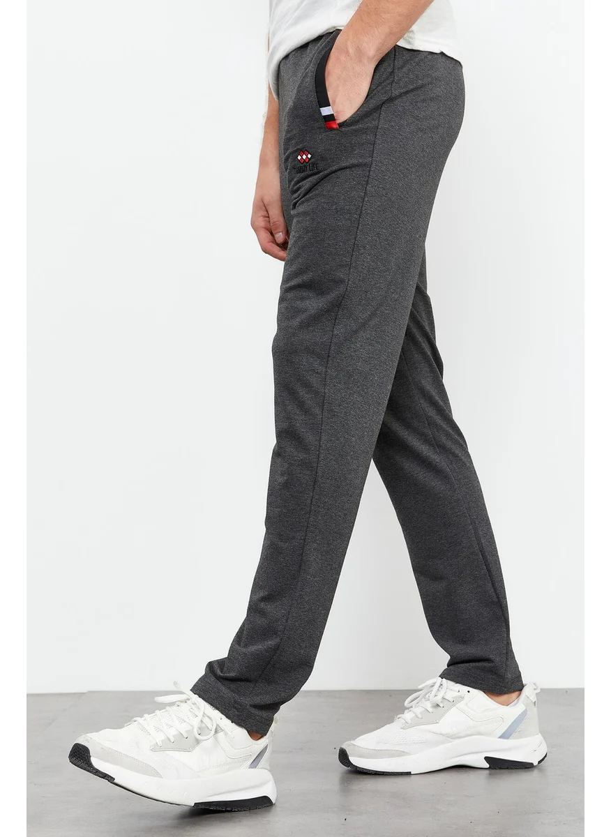 تومي لايف Anthracite Melange-Black Men's Zipper Pocket Slim Fit Classic Leg Tracksuit Bottom-84649