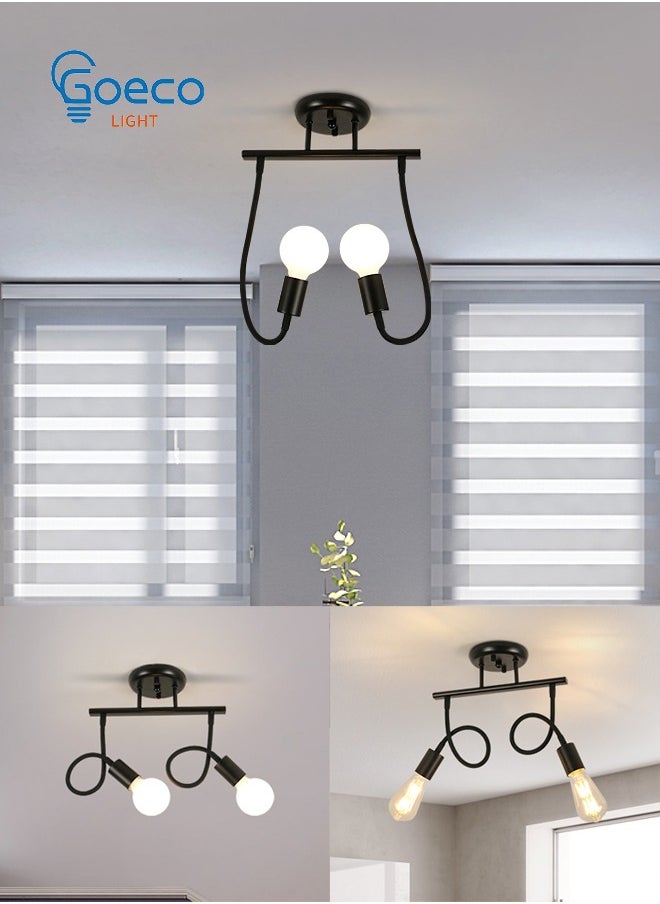 Goeco 2 Lights Vintage Chandeliers, Deformable Pendant Light Fixture (Without Bulbs)  - Image 1