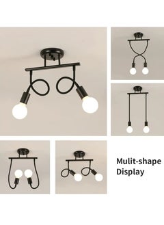 Goeco 2 Lights Vintage Chandeliers, Deformable Pendant Light Fixture (Without Bulbs)  - Image 4