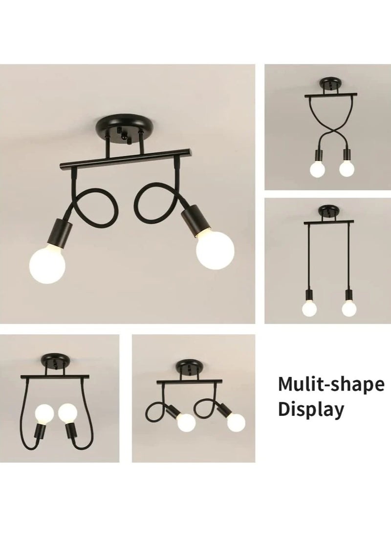 Goeco 2 Lights Vintage Chandeliers, Deformable Pendant Light Fixture (Without Bulbs)  - Image 4