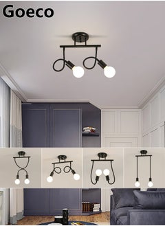 Goeco 2 Lights Vintage Chandeliers, Deformable Pendant Light Fixture (Without Bulbs)  - Image 2