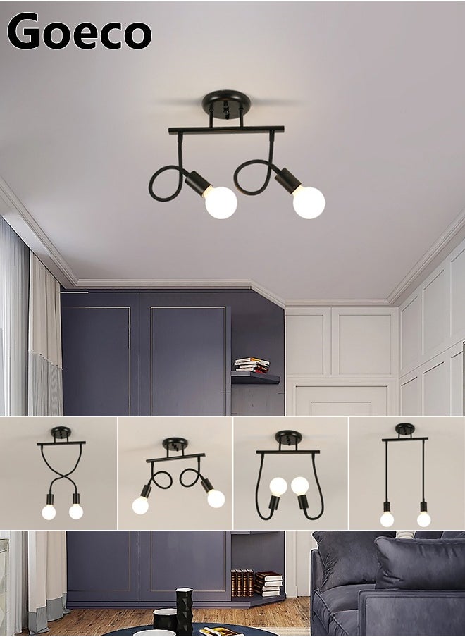 Goeco 2 Lights Vintage Chandeliers, Deformable Pendant Light Fixture (Without Bulbs)  - Image 2