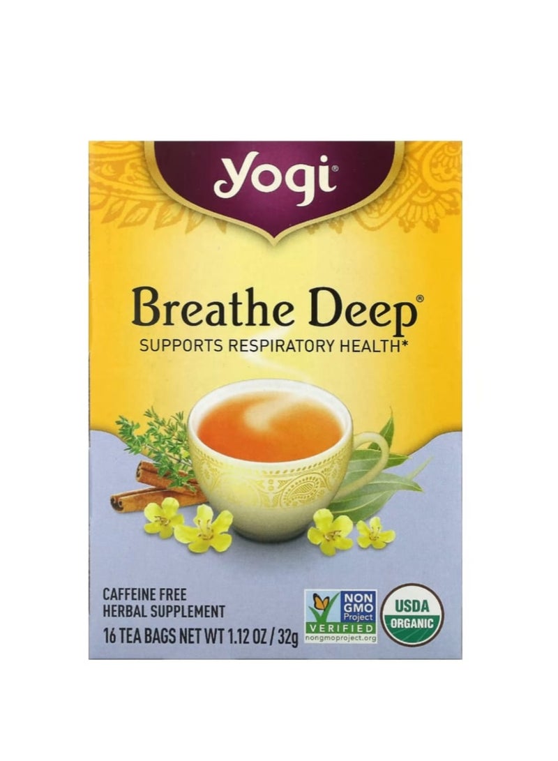 شاي يوغي شاي بريث ديب الخالي من الكافيين 16 كيس شاي 1.12 أونصة (32 جم) - Image 1