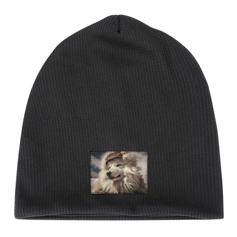 Winter Warm Knit Beanie Hat For Men Women Black White Wolf Skull Cap - Image 5