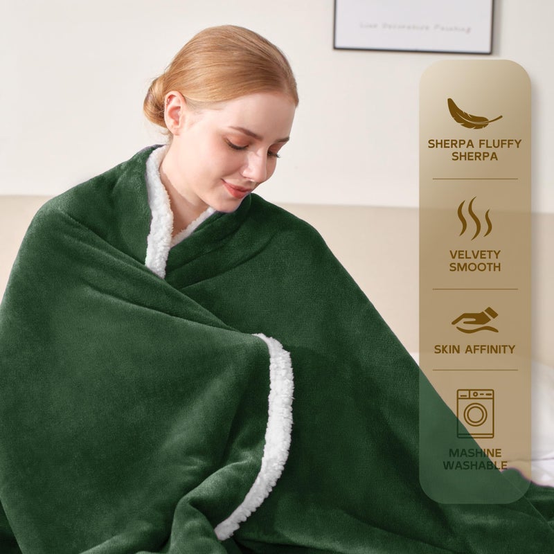 Beautex Sherpa Fleece رمي البطانيات الناعمة الناعمة الفانيلا الفخمة أفخم ورمي بطانيات الحضن الخضراء المريحة غامض لأريكة أريكة أريكة (50 "" × 60 "" sagegreen) - Image 4