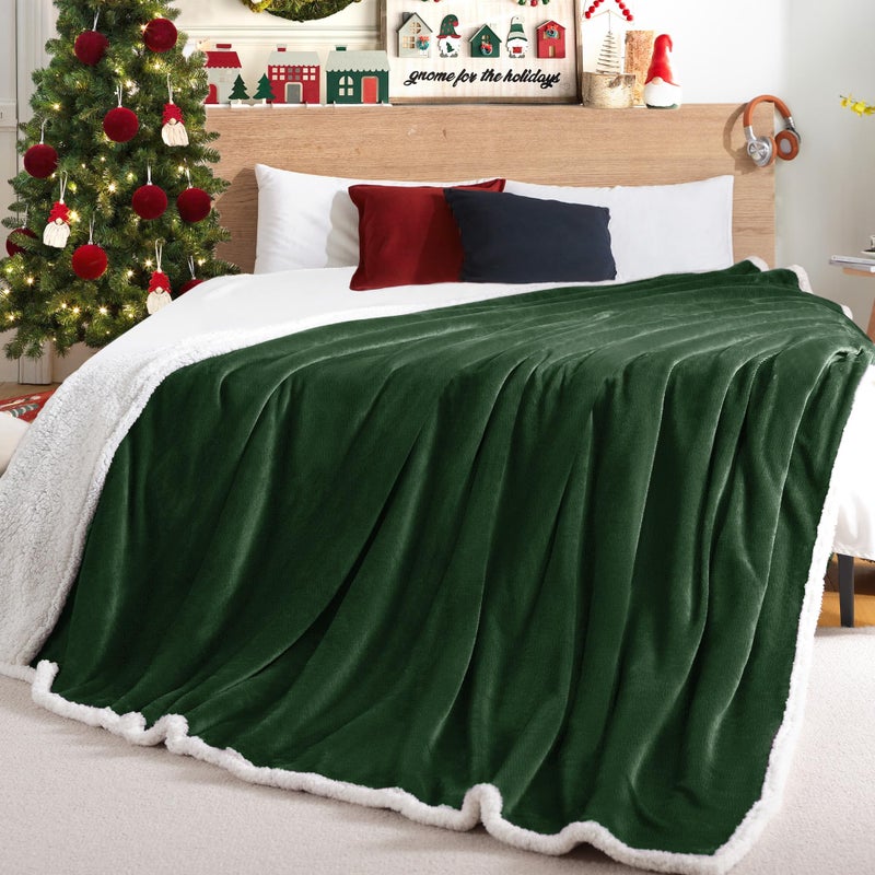 Beautex Sherpa Fleece رمي البطانيات الناعمة الناعمة الفانيلا الفخمة أفخم ورمي بطانيات الحضن الخضراء المريحة غامض لأريكة أريكة أريكة (50 "" × 60 "" sagegreen) - Image 5