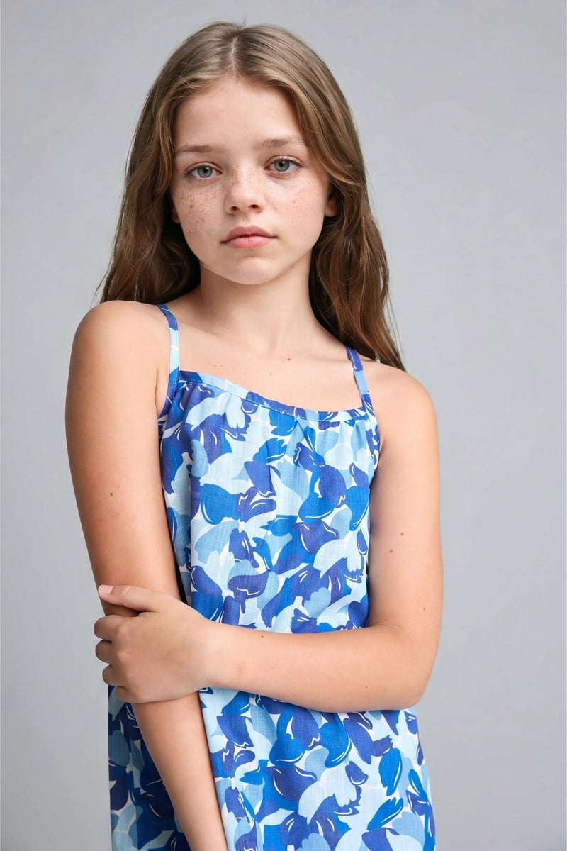 DeFacto Blue Girl Girl Strappy Woven Dress Casual - Image 3