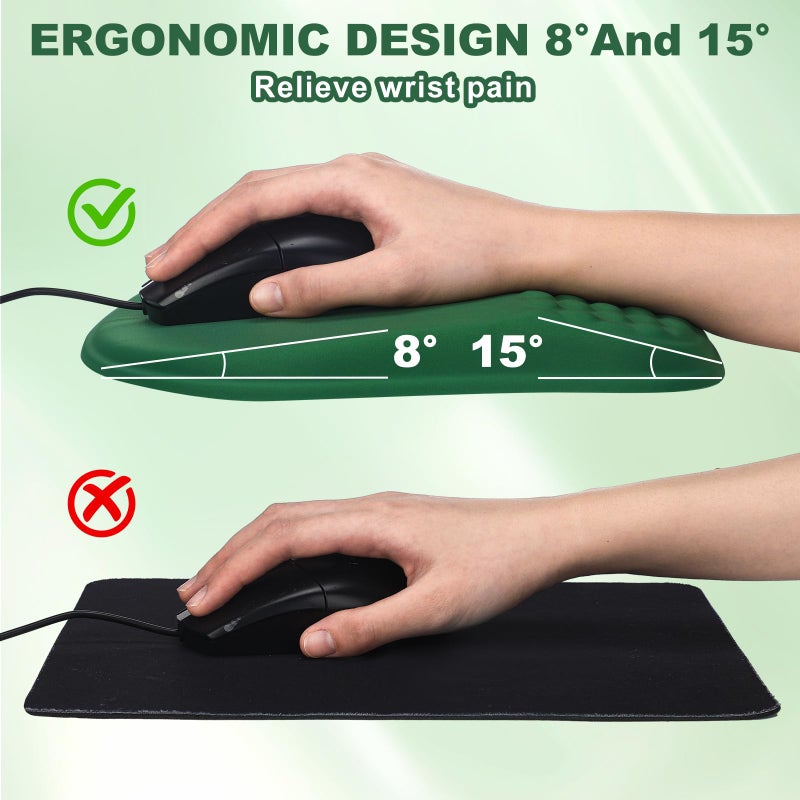 Photect Keyboard Stand with Wrist Rest Ergonomic Green Mouse Pad and Keyboard Riser Holder Lifter Tray with Carpal Tunnel Pain Relief Massage Bumps for Office Accessories Computer Typing - Image 3