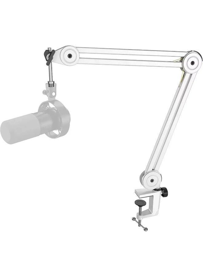 FIFINE BM63 Microphone Boom Arm Stand Heavy Duty, Suspension Scissor Adjustable Mic Stand with Desk Mount, 5/8" Screw, Cable Ties, for Recording Gaming Streaming Podcasting (White) - Image 1