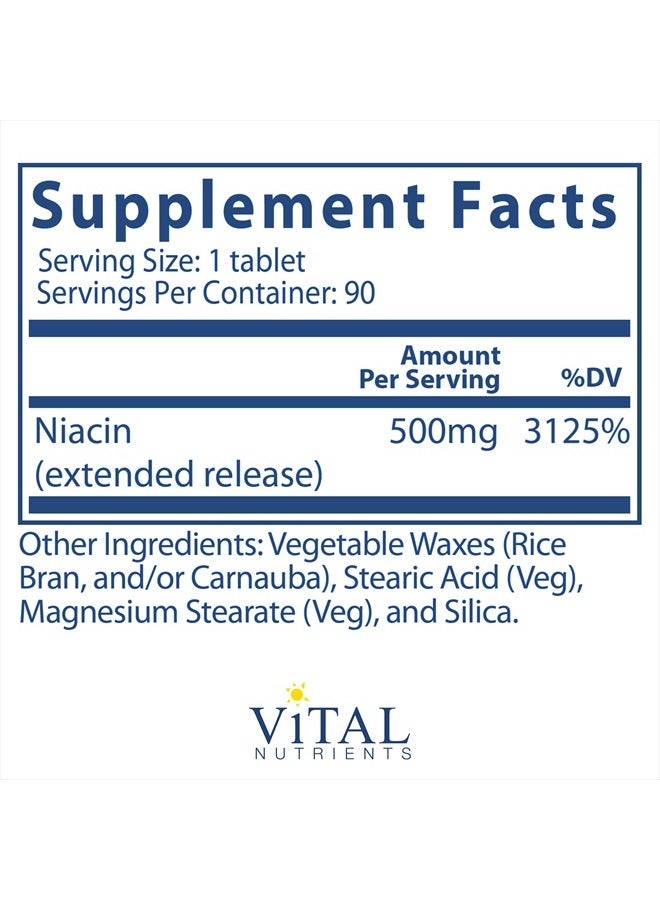 Vital Nutrients Niacin - 90 Extended-Release Tablets per Bottle - 500 mg - Image 2