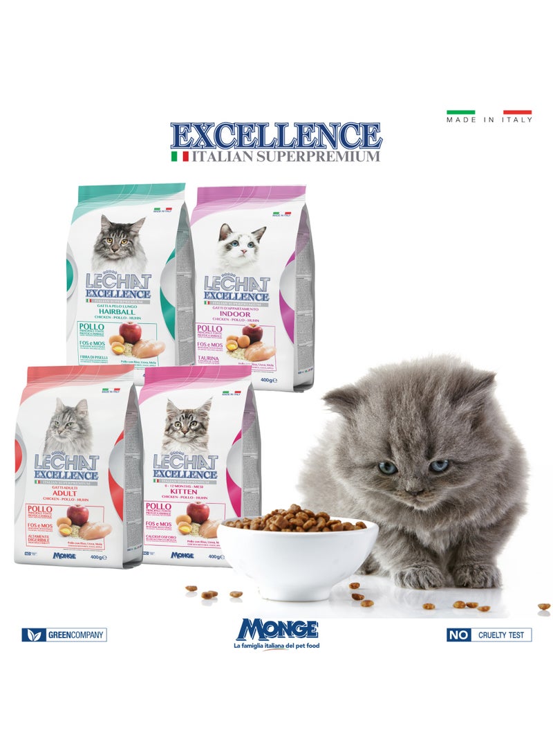 Monge Lechat Excellence by Monge | Adult Cat Dry Food with Chicken, Rice, Egg and Apple | Super Premium Complete Dry Cat Food - 400g - Image 5