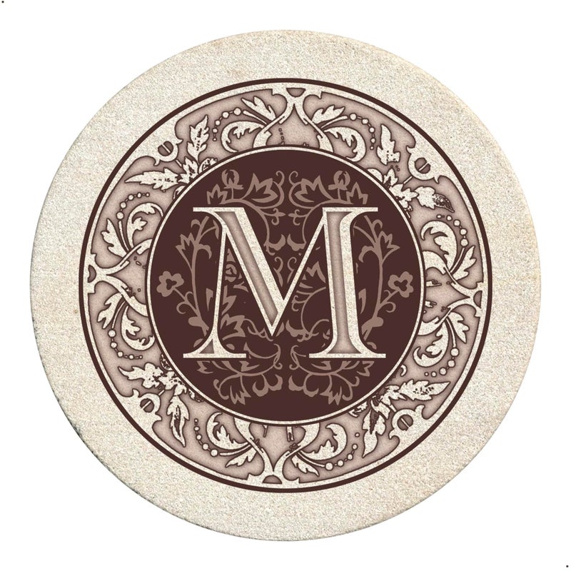 Thirstystone Monogram Letter M 4 Pack Sandstone Coasters Manufactured in The USA Decorative Absorbent Easily Wipes Clean - Image 1